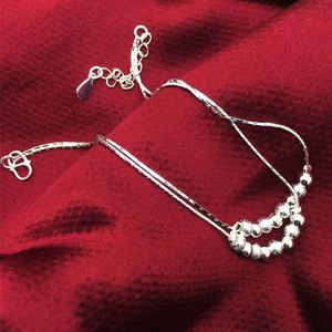 Eenvoudige manier Frosted kraal persoonlijkheid zilver verguld Anklet(Silver)