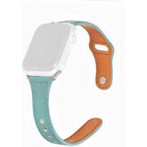 Universele T-vormige dunne omgekeerde gesp lederen horlogeband voor Apple Watch Series 6  SE  5 & 4 44mm / 3 & 2 & 1 42mm (Groen)