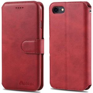 Voor iPhone 7 / 8 AZNS Calf Texture Magnetic Horizontal Flip PU Leather Case met Holder & Card Slots & Photo Frame(Red)