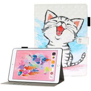 Voor iPad 5/6/7/8/9 3D relif patroon horizontale Flip lederen draagtas met houder & kaartsleuven & portemonnee (cat)