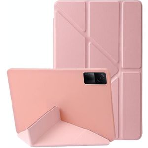 For Xiaomi Redmi Pad SE Deformation Silicone Leather Tablet Case(Rose Gold)