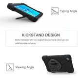 Voor Lenovo Tab M8 Schokbestendige Kleurrijke Siliconen + PC Beschermhoes met Holder & Hand Grip Strap & Schouderband(Zwart)