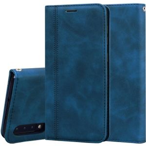 Voor Samsung Galaxy A50 Frosted Business Magnetic Horizontal Flip PU Leather Case met Holder & Card Slot & Lanyard(Blauw)