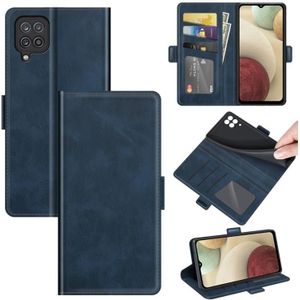 Voor Samsung Galaxy F12 / M12 Dual-Side Magnetic Buckle Horizontale Flip Lederen Case met Houder & Card Slots & Portemonnee (Donkerblauw)