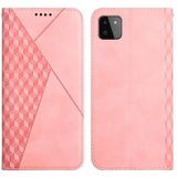 For Samsung Galaxy A22 5G Diamond Pattern Splicing Skin Feel Magnetic Horizontal Flip Leather Case with Card Slots & Holder & Wallet(Rose Gold)