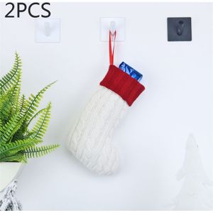 2 stuks CX20220 kerst wol breien sok Gift Bag kerstboom hanger decoratie (wit)