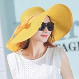 Vrouwen zomer hoeden opvouwbare brede rand strand Sun Straw Cap elegante hoeden Caps  Color:YELLOW(M)