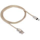 1M Geweven stijl metaal hoofd 108 koper Cores Micro USB naar USB Data Sync laad Kabel  Voor Samsung  HTC  Sony  Huawei  Xiaomi  Meizu nl andere Android-apparaten met Micro USB Port(Goud)