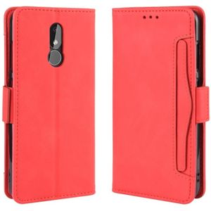 Portemonnee stijl huid voelen kalf patroon lederen draagtas voor Nokia 3.2  met aparte kaartsleuf (rood)