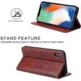 Voor iPhone X / XS Retro Tree Bark Texture PU Magnetic Horizontal Flip Leather Case met Holder & Card Slots & Wallet(Brown)