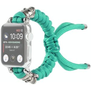 Skull Umbrella Cord gevlochten horlogeband voor Apple Watch Series 6 & se & 5 & 4 40mm / 3 & 2 & 1 38mm (Mint Green)
