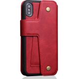 Koeienhuid textuur magnetische absorptie afneembare horizontale Flip lederen case voor iPhone X/XS  met houder & kaartsleuven & portemonnee (rood)
