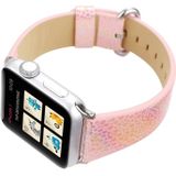 Voor Apple Watch serie 3 & 2 & 1 42mm glanzend slangenhuid patroon lederen pols horloge Band(Pink)
