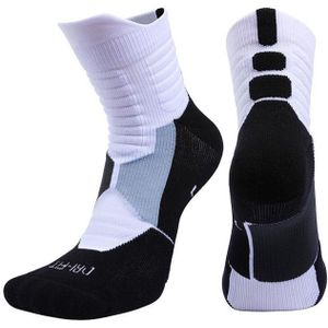 Outdoor sport professionele fietsen sokken basketbal voetbal voetbal lopen wandelen sokken  maat: XL (wit)