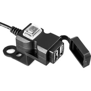 Dual USB-poort 12V waterdichte motorfiets motor Stuur lader 5V 1A/2.1 A adapter Power supply socket voor mobiele telefoon