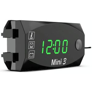 Voltageklok en temperatuur 3 in 1 LED Electronic Meter Large-Screen Digital Display Waterdicht en stofdicht Voltmeter (groen licht)