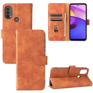 Voor Motorola Moto E20 / E30 / E40 Skin Feel Magnetic Horizontal Flip Phone Lederen Case met Houder & Card Slots & Portemonnee (Bruin)