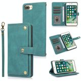 PU + TPU Horizontal Flip Leather Case with Holder & Card Slot & Wallet & Lanyard For iPhone 8 Plus & 7 Plus(Lake Blue)