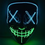 Halloween Festival partij X gezicht naad mond twee kleur LED luminescentie masker (blauw groen)