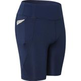 High Elastic Medium High Waist Fitness Oefening Snel drogend zweet Wicking strakke shorts met pocket (kleur: marinegrootte: M)