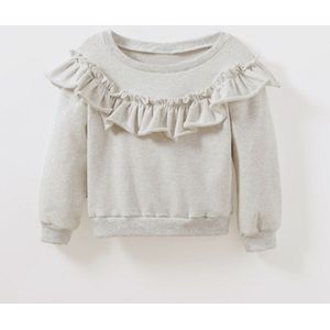 Lente en Herfst Meisjes Katoen Lange mouwen Ruffled Sweatshirt  Hoogte:92cm (Grijs)