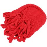 Amurleopard Unisex Barbarian gebreide muts Octopus tentakel Cap Winter Warm gezicht masker gehaakte Hat(Red)