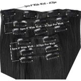 2 PCS 50cm 16 Card Long Curly Hair Wig Seamless Hair Extension Piece(1.1B#)