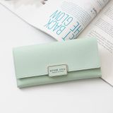 2 STKS BATSIOE Dames Wallet Tri-Fold Long Type Gesp Clutch Multi-Card Pock PU Wallet (Ice Green)