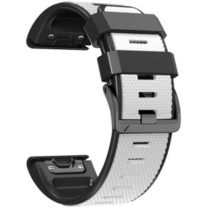 Voor Garmin Fenix 7 Pro 22 mm schroefgesp diamant textuur twee kleuren siliconen horlogeband (wit + zwart)