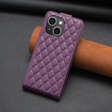 Voor iPhone 15 Plus Diamond Lattice verticale flip lederen telefoonhoes