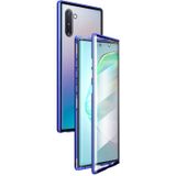 Voor Samsung Galaxy Note10 Magnetic Metal Frame Dubbelzijdige Tempered Glass Case (Blue Purple)