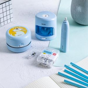 Deli Student Elektrische Briefpapier Set Desktop Cleaner / Elektrische Gum / Elektrische Potloodslijper (Blauw)