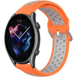 Voor Amazfit GTR 3 Pro 22 mm geperforeerde ademende sport siliconen horlogeband (oranje + grijs)