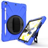 Voor iPad 10 2 inch Shockproof Kleurrijke Siliconen + PC Beschermhoes met Holder & Shoulder Strap & Hand Strap & Pen Slot(Blauw)