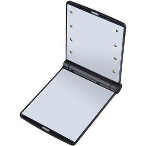 2 PC'S Lady cosmetische ijdelheid spiegel vouwen draagbare Pocket ingebouwde LED verlichting lampen (zwart)