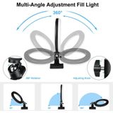 PULUZ 7 9 inch 20cm Ring Selfie Light + Monitor Clip 3 Modi USB Dimbare Dual Color Temperature LED Curved Vlogging Photography Video Lights Kits with Phone Clamp (Black)