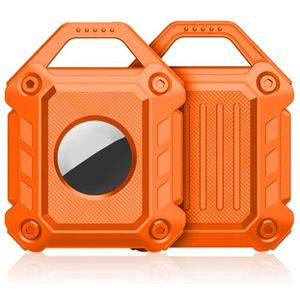 Armor Anti-kras Shockproof TPU beschermende hoes geval met sleutelhanger klittenband voor AirTag (Oranje)