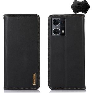 For OPPO Reno7 4G Global/F21 Pro 2021 KHAZNEH Nappa Top Layer Cowhide Leather Phone Case(Black)