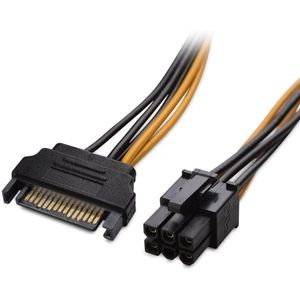 20cm SATA 15 pins naar 6 Pin PCI Express Graphics Video Card Sata Power Kabel