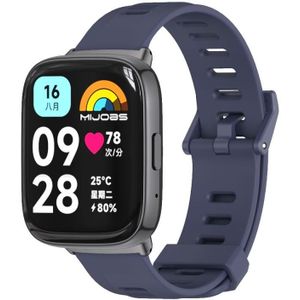 Voor Redmi Watch 3 Lite / Watch 3 Active Mijobs plat gat ademende TPU horlogeband (middernachtblauw + zwart)