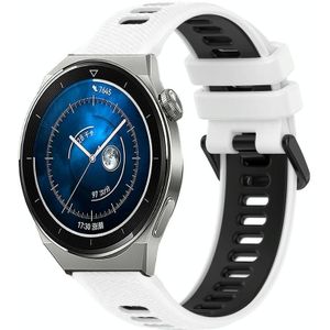 Voor Huawei Watch GT3 Pro 43 mm 20 mm sport tweekleurige siliconen horlogeband (wit + zwart)