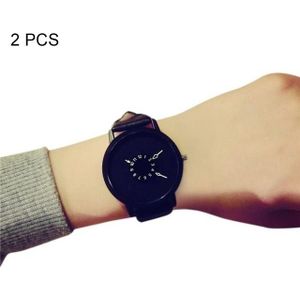 2st vrouwen mannen horloges Casual merk zachte siliconen band Jelly Quartz Watch horloges voor dames liefhebbers zwart White(Black)