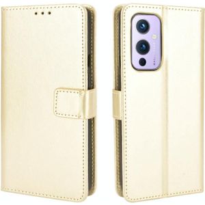 Voor OnePlus 9 (EU / US-versie) Retro Crazy Horse Texture horizontale flip lederen case met houder en kaart slots &lanyard (goud)