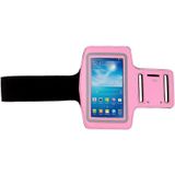 Universeel PU leren sport armband Hoesje met opening koptelefoon aansluiting voor o.a. iPhone 8 / 7 / 6, Samsung Galaxy S5 / S4 / S3 (roze)