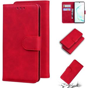 Voor Samsung Galaxy Note10 + Skin Feel Pure Color Flip Leather Phone Case