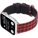 Raster patroon ronde gesp lederen horlogeband voor Apple Watch Series 6 & se & 5 & 4 40mm / 3 & 2 & 1 38mm (rood zwart)