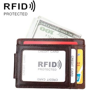 KB80 Antimagnetische RFID Crazy Horse textuur olie Wax lederen kaarthouder portemonnee Billfold voor mannen en vrouwen (koffie)