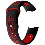 Tweekleurige ronde gat siliconen polsband horloge band voor Fitbit charge 3  polsband grootte: 130-195mm (rood)