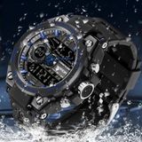 Sanda 6092 Luminous Dual Time Display Waterproof Sports Watch (Black Red)