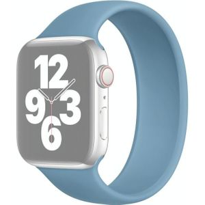 Voor Apple Watch Series 6 & SE & 5 & 4 44 MM / 3 & 2 & 1 42mm Solid Color Elastische Siliconen Vervanging Polsriem Horlogeband  Afmeting: L 156mm (Pink Blue)